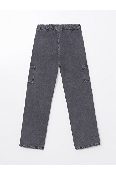 LC Waikiki Black Loose Fit Girls' Cargo Jeans