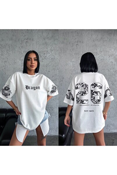 ESSFASIHON Λεπτομέρεια εκτύπωσης Unisex oversized Μπλούζα