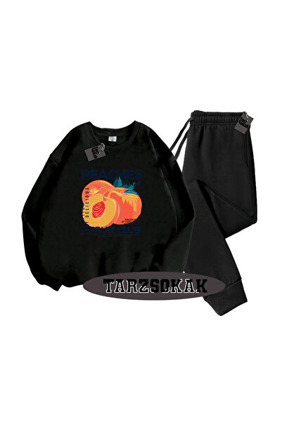 Tarzsokak Siyah Biskilet ŞEftali Detaylı ikili TAKIM