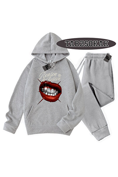 Tarzsokak Сив комплект с качулка и подробности от две части