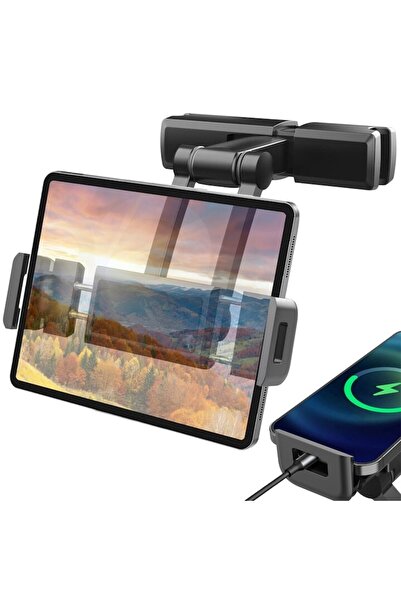 WTO Βάση στήριξης κεφαλιού αυτοκινήτου για tablet και τηλέφωνο, περιστροφή 360 μοιρών, αλουμινίου, συμβατή με tablet