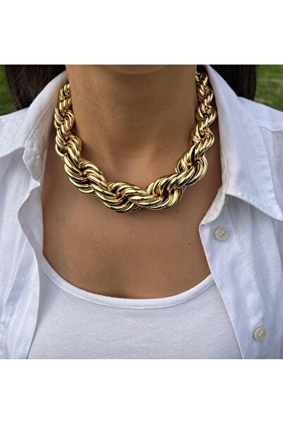 nunu takı قلادة قصيرة سميكة بتصميم ملتوي