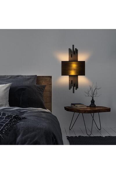 MOİRA Axis Bidirectional Lampshade Headed Sconce Black, Rustic Decorative Metal Single Wall Lamp Axis-15104