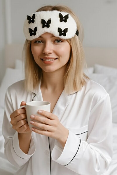 CAŞ DEKORASYON White Color Butterfly Pearl Plush Sleeping Headband