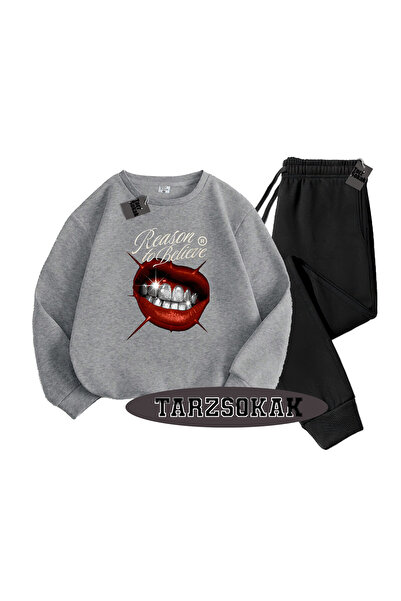 Tarzsokak Gray Biskilet Reason Detailed Double Set