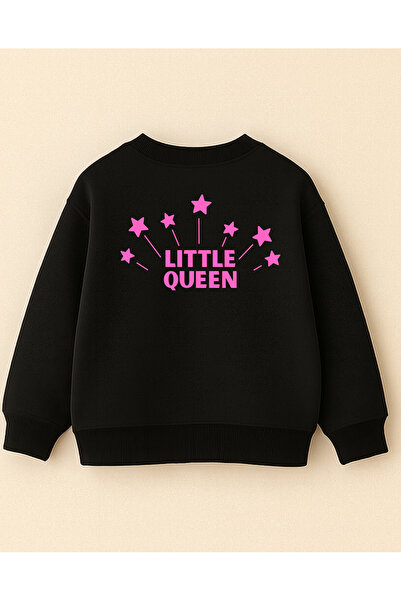 fasardi Φούτερ για κορίτσια μπροστά και πίσω με τύπωμα 3 νήματα χωρίς σχέδιο μακρυμάνικο O oversized - Little Queen