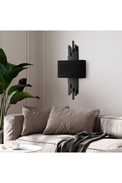 MOİRA Axis Bidirectional Lampshade Headed Sconce Black, Rustic Decorative Metal Single Wall Lamp Axis-15104