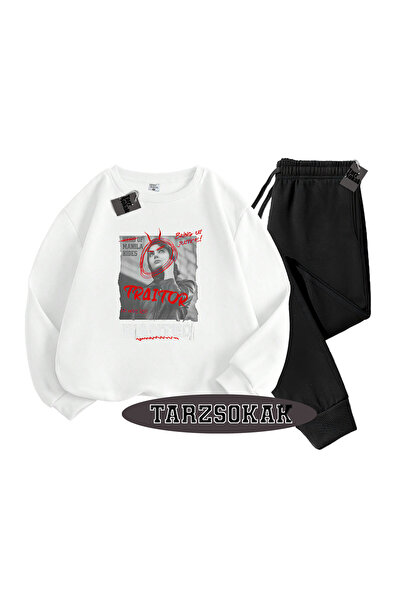 Tarzsokak طقم مكون من قطعتين بتفاصيل دقيقة من بيزيت واينتد باللون الأبيض