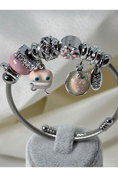 Uzak Işıklar Charm Mixed Model Steel Bracelet Silver Pink