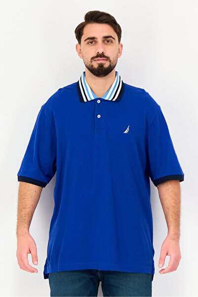 Nautica Men Regular Fit Embroidered Logo Short Sleeve Polo Shirt, Navy Blue