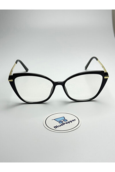 BluePepper نظارات لونيرا سوداء طراز كات آي مع عدسة زرقاء مضيئة وشاشة عرض 55 إ...