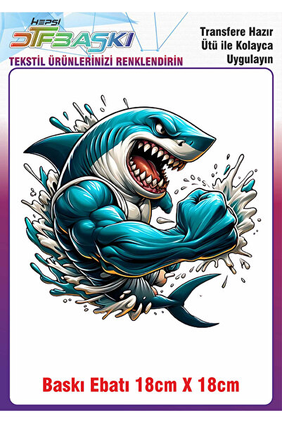 F17 Ajans Köpek Balığı Ütü ile Yapışan Kumaş Tekstil Kıyafet Dtf Baskı