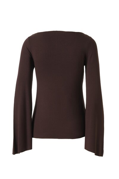 FACETTE Batwing Sleeve Boat Neck Blouse Bitter Brown