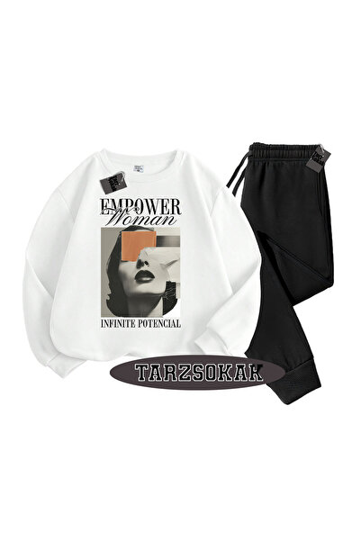 Tarzsokak طقم بيسيكلت إمباور ديتيلد ثنائي أبيض اللون