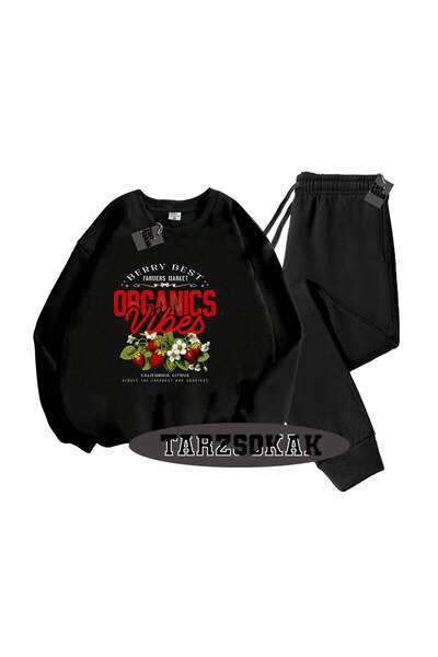 Tarzsokak Μαύρο Σετ Ποδηλάτου με Λεπτομέρεια Φράουλας, Διπλό ΣΕΤ