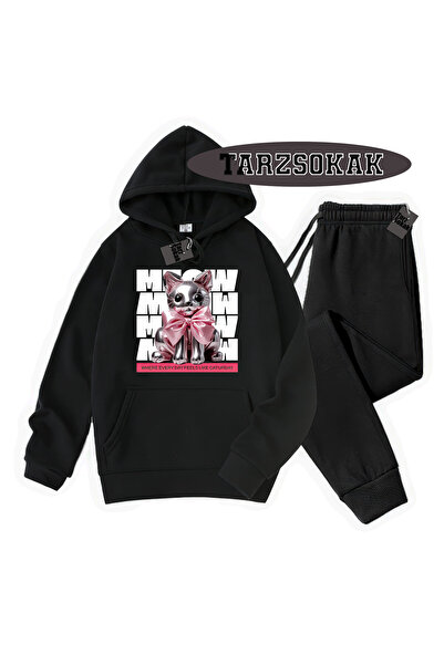 Tarzsokak Μαύρο σετ με κουκούλα και λεπτομέρειες, διπλό, για καθημερινή χρήση