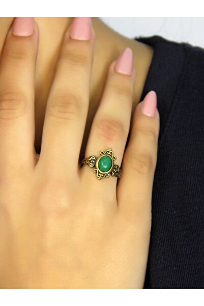 esha خاتم نسائي قابل للتعديل من الحجر الطبيعي العقيق الأخضر والحجر الطبيعي طراز قديم euy78ya