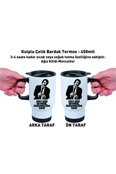 DKDZ SHOP Steel Cup Thermos with Handle - 450ml - Müslüm Baba