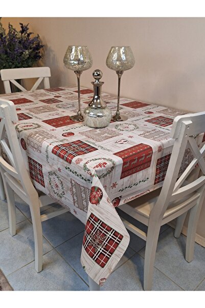 Başak Ev Tekstili New Year Patterned Fiber Pvc Tablecloth – Erasable and Waterproof Oilcloth