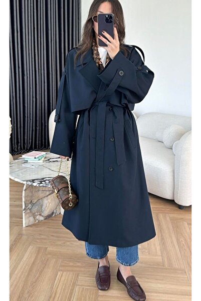 ALVOR Omuzu Uzun Apoletli Premium Kalite Trençkot