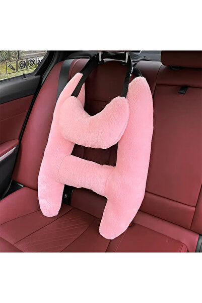 merdümek 2-9 yaş çocuk seyahat yastığı ikili set peluş pembe - oto koltuk yas...