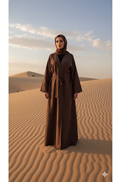 BukrinaCo Acı kahve ham keten uzun kloş ferace