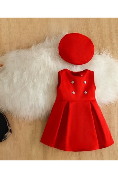 shop Combinație roșie de pălărie și rochie pentru fetiță, pentru primăvară și...