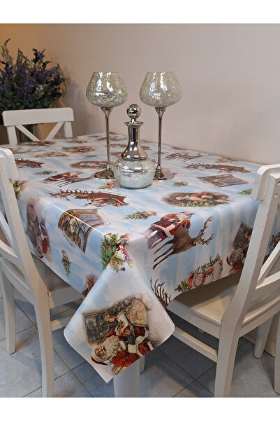 Başak Ev Tekstili Față de masă din PVC cu model de Anul Nou – ștergabilă și impermeabilă
