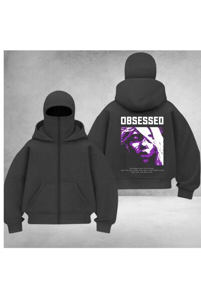 DEEFWEAR Balaklava Unisex Back Printed Zippered Cardigan