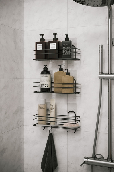 YAPIŞKANLI 3 ADET BANYO DÜZENLEYİCİ DUŞ RAFI DUVAR DÜZENLEYİCİ
