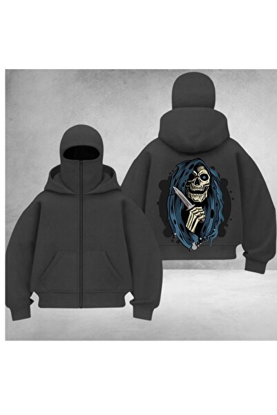 DEEFWEAR Balaklava Unisex Back Printed Zippered Cardigan