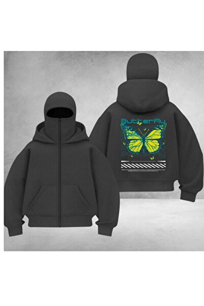 DEEFWEAR Balaklava Unisex Back Printed Zippered Cardigan