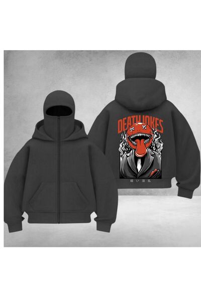 DEEFWEAR Balaklava Unisex Back Printed Zippered Cardigan