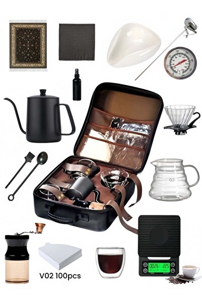 007 nihao V60 15-Piece Pour Over Coffee Drip Set with Carry Case - 600ml (Black)