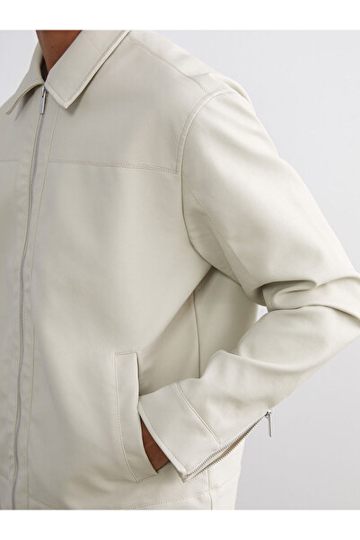 LC Waikiki Ανδρικό μπουφάν εφέ δέρματος με γιακά πουκάμισου Özmarka New Season Standard Fit