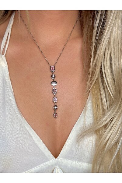 YOUES JEWELRY 316L Steel 7 Element Y Necklace Colorful Stone Women's Necklace