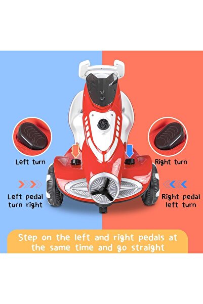 Toybox Electric 4 Wheel Kids Car Bubble Function 360 Degree Rotation Cool LED Lights Seat Belt Safe - Red
