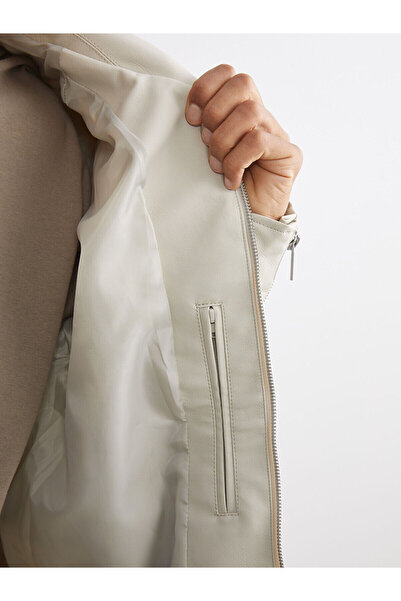 LC Waikiki Ανδρικό μπουφάν εφέ δέρματος με γιακά πουκάμισου Özmarka New Season Standard Fit