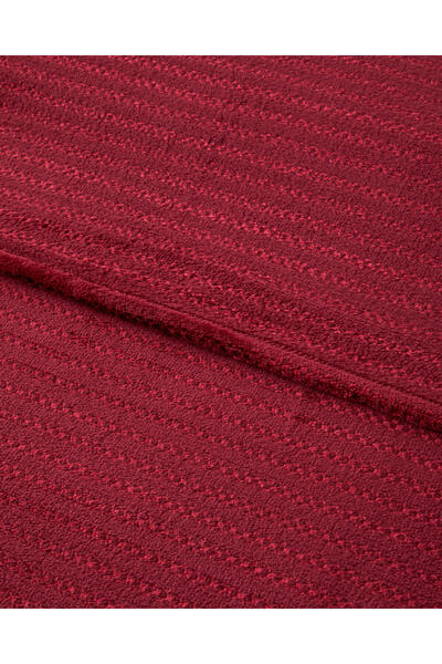 English Home Shiny Lines Floşlu Supersoft Double Blanket 200X220 cm Dark Red
