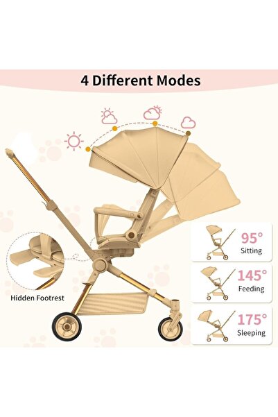 Toybox Lightweight And Foldable Travel Stroller For Kids - Beige