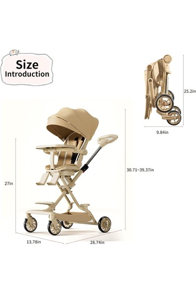 Toybox Lightweight And Foldable Travel Stroller For Kids - Beige