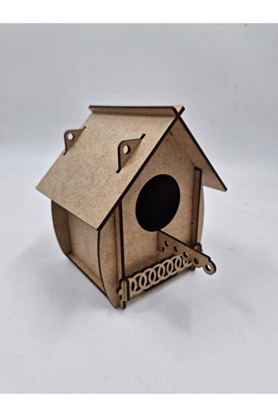 Genel Markalar Ahşap Kuş Yuvası Evi Boyanabilir (Etkkinlik İçin) 15 Cm X 12 Cm X 10 Cm