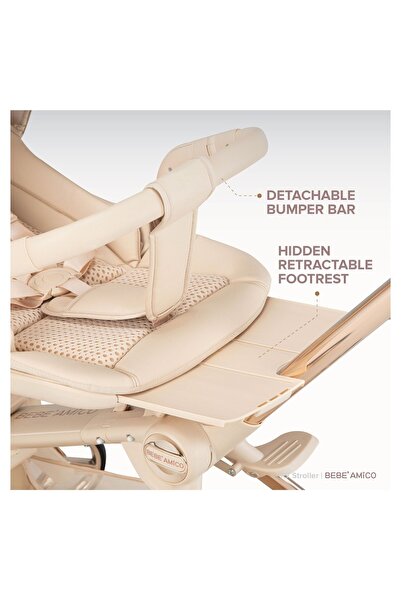 Toybox Two Way Fast Folding Baby Stroller Lightweight and Portable Travel Stroller - Beige