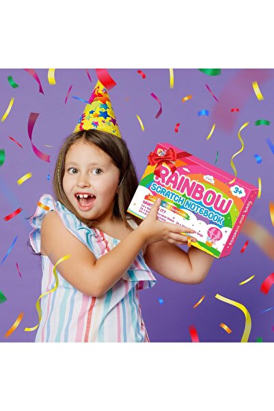 007 هدايا حفلات فن الخدش للأطفال - عبوة من 16 دفتر ملاحظات بألوان قوس قزح مع ...