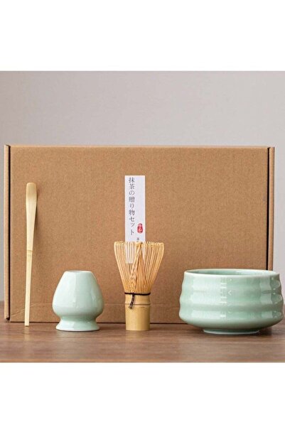 007 4-piece Eco-Friendly Bamboo Matcha Tea Set (Scoop, Spoon, Bowl, Whisk Hol...
