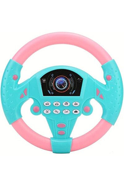 Rosvola Kids Steering Wheel Toy - Portable Interactive Driving Wheel (Pink & Blue)