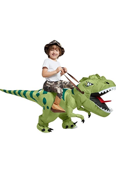 007 زي تي ريكس القابل للنفخ من ون كاسا - زي هالوين مضحك للأطفال