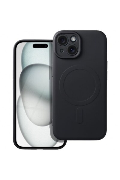 Stef's Cat Carcasă MagSafe pentru Apple iPhone 15 Plus, silicon Mag, neagră