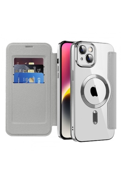 Techsuit Husă MagSafe pentru Apple iPhone 14 Plus, SmartMag Book, gri