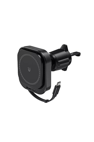 Stef's Cat Car Mount with Wireless Charging, Retractable Cable, Type-C, 85cm, H35, TPU, Black